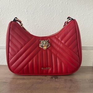 Aldo Bold Red Quilted Shoulder Bag